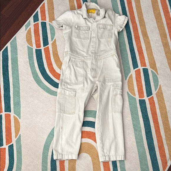 Thick denim Cream Jumpsuit - Picture 1 of 14